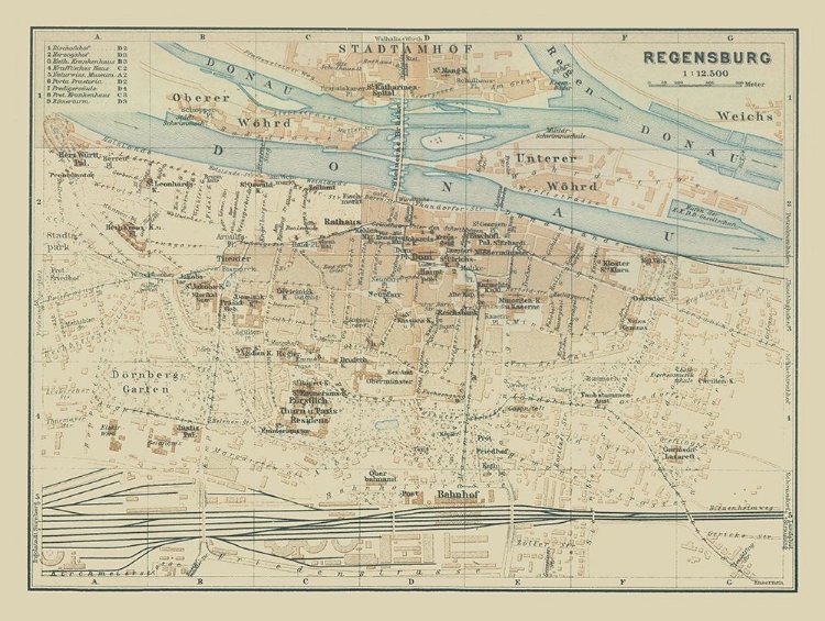 Picture of REGENSBURG GERMANY - BAEDEKER 1914