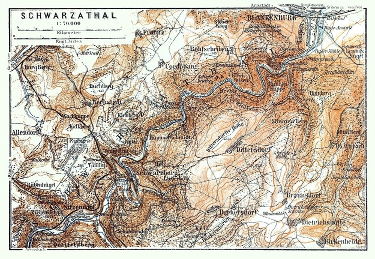 Picture of SCHWARZATAL REGION GERMANY - BAEDEKER 1914