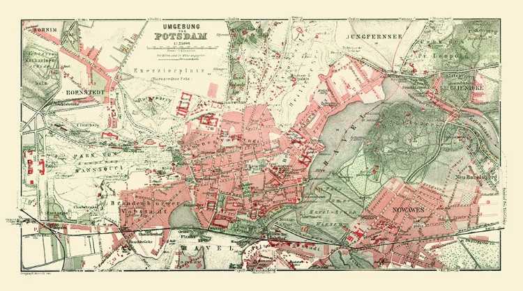 Picture of POTSDAM SURROUNDINGS GERMANY - BAEDEKER 1914