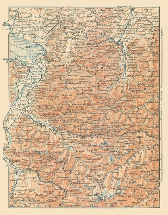 Picture of LAKE CONSTANCE REGION GERMANY - BAEDEKER 1896