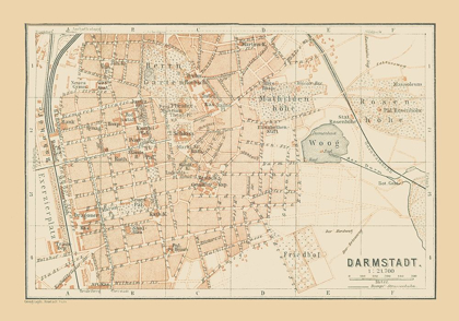 Picture of DARMSTADT GERMANY - BAEDEKER 1896