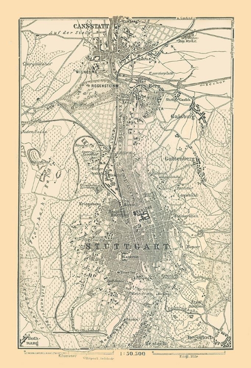 Picture of STUTTGART GERMANY - BAEDEKER 1896