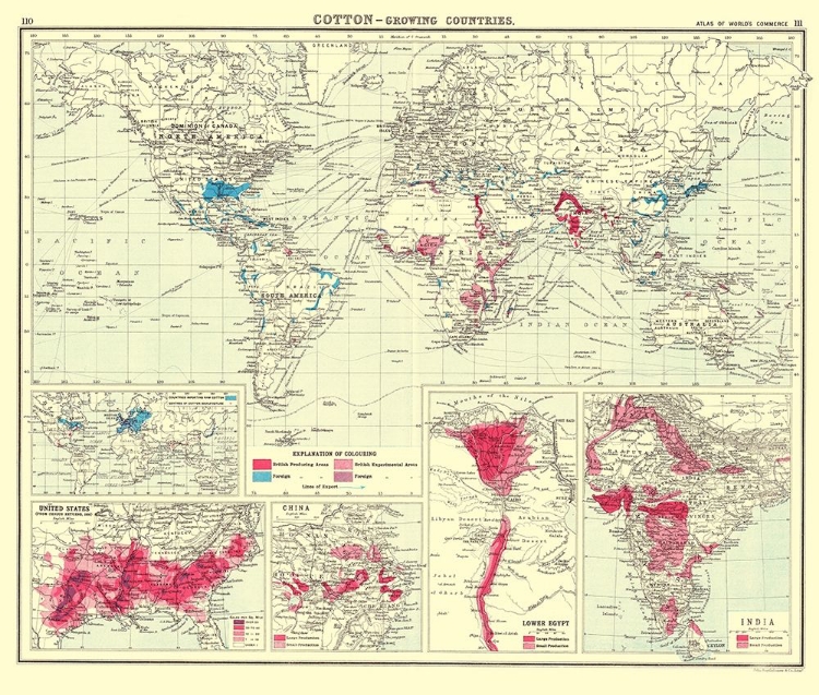 Picture of GLOBAL COTTON GROWING CONTRIES - BARTHOLOMEW 1907