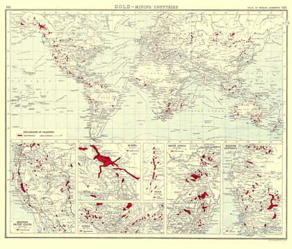 Picture of GLOBAL GOLD MINING COUNTRIES - BARTHOLOMEW 1907