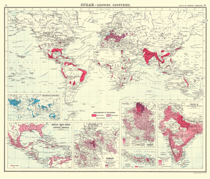 Picture of GLOBAL SUGAR GROWING COUNTRIES - BARTHOLOMEW 1907