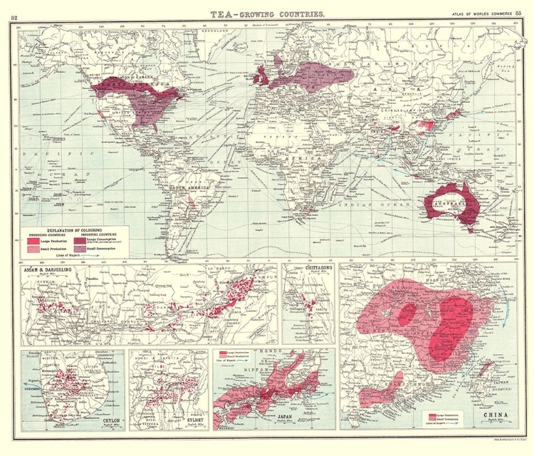 Picture of GLOBAL TEA GROWING COUNTRIES - BARTHOLOMEW 1907