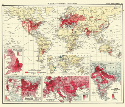 Picture of GLOBAL WHEAT GROWING COUNTRIES - BARTHOLOMEW 1907