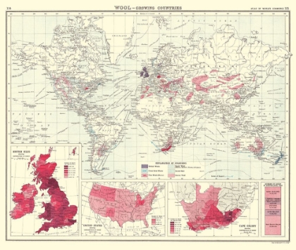 Picture of GLOBAL WOOL GROWING COUNTRIES - BARTHOLOMEW 1907