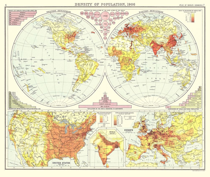 Picture of GLOBAL DENSITY OF POPULATION - BARTHOLOMEW 1906