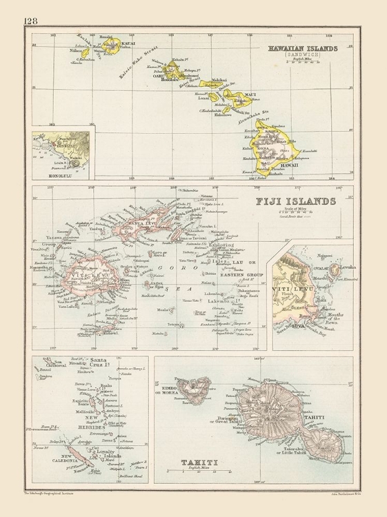 Picture of HAWAII FIJI TAHITI - BARTHOLOMEW 1892