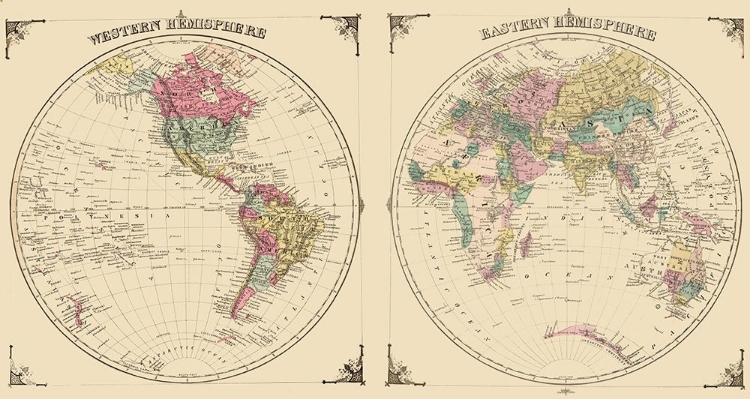 Picture of WESTERN EASTERN HEMISPHERES - ANDREAS 1874