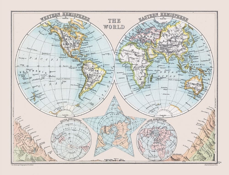 Picture of EASTERN WESTERN HEMISPHEHERES - BARTHOLOMEW 1892