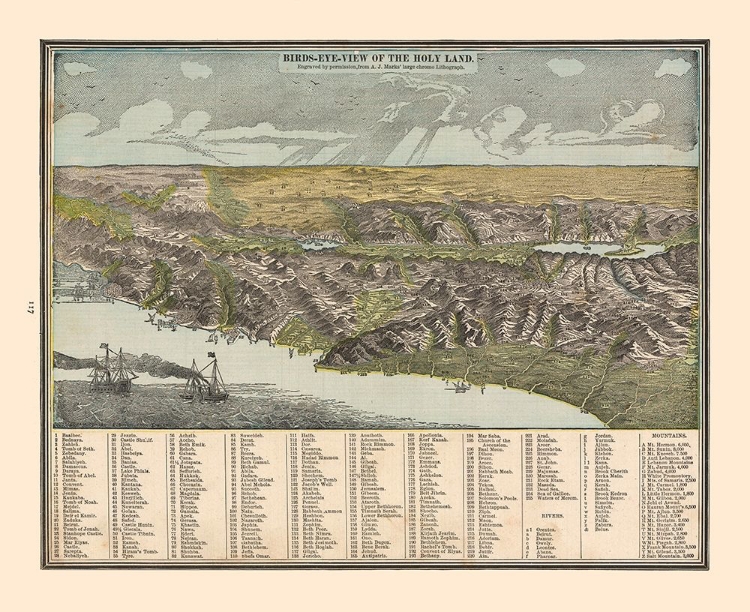 Picture of BIRDS EYE VIEW OF THE HOLY LAND - CRAM 1888