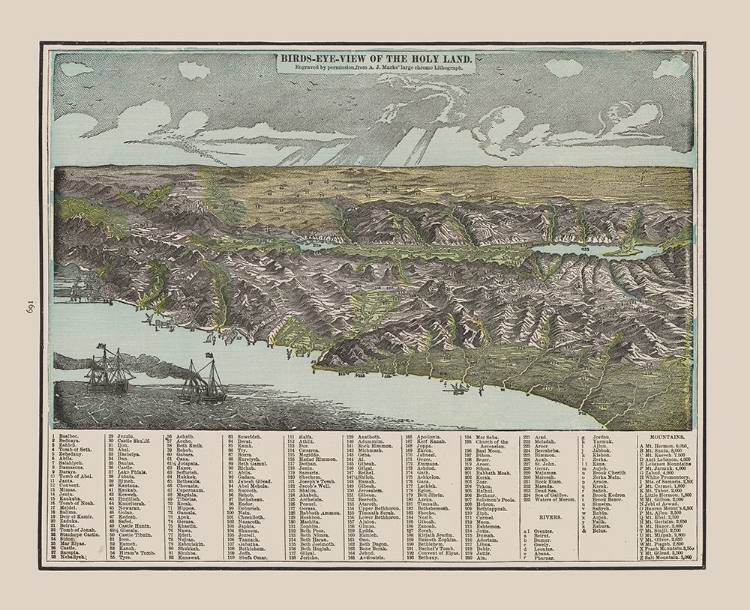 Picture of BIRDS EYE VIEW OF THE HOLY LAND - CRAM 1892