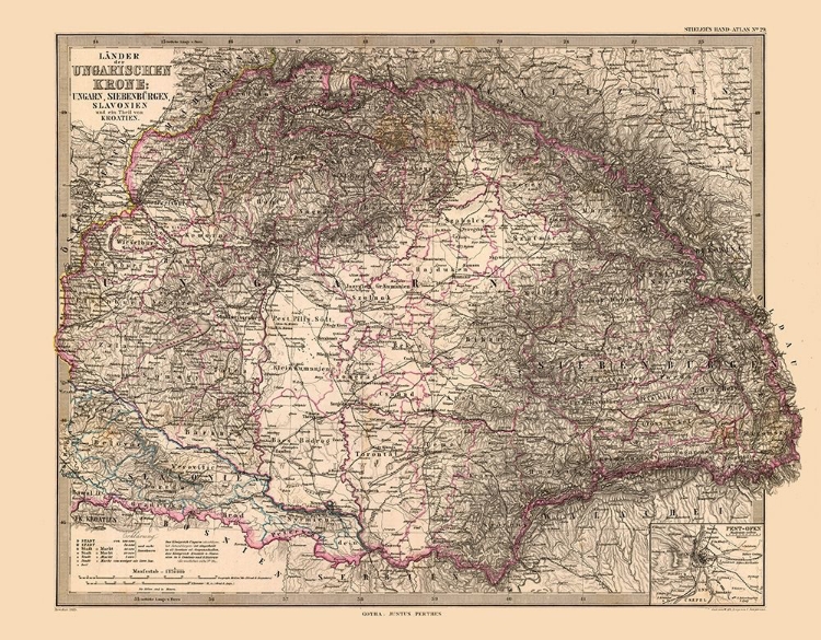 Picture of COUNTRIES OF HUNGARIAN CROWN EUROPE - STIELER 1885