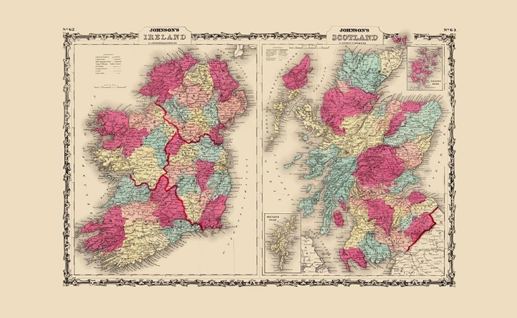 Picture of IRELAND SCOTLAND - JOHNSON 1860