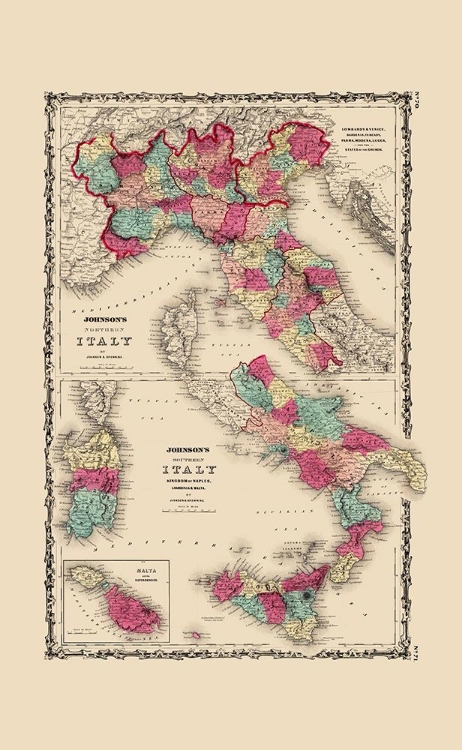 Picture of NORTHERN SOUTHERN ITALY - JOHNSON 1860