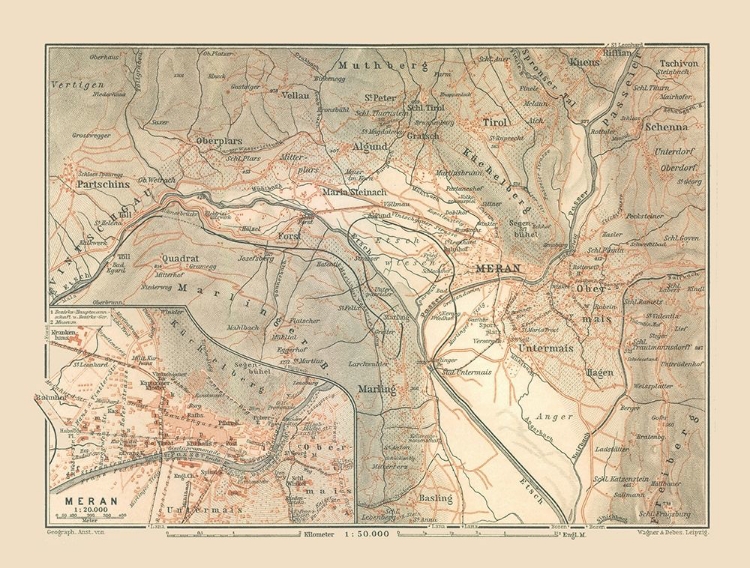 Picture of MERAN REGION ITALY - BAEDEKER 1910