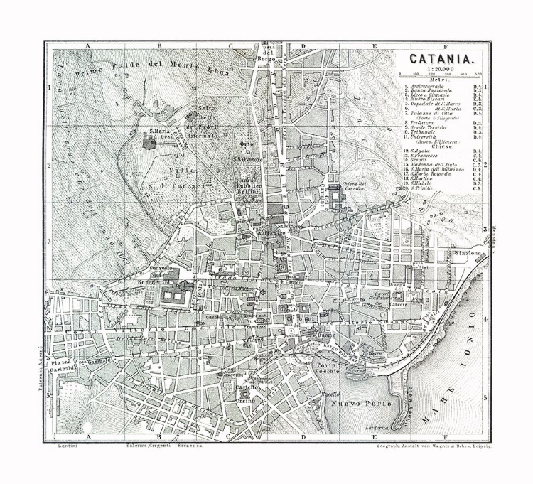 Picture of CATANIA ITALY - BAEDEKER 1880