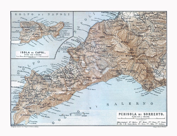 Picture of SORRENTO CAPRI ITALY - BAEDEKER 1880