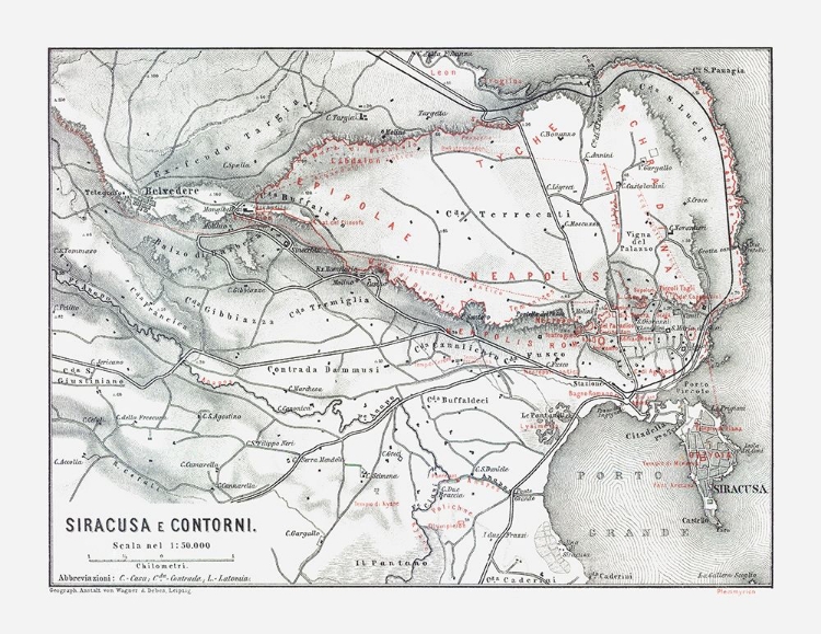 Picture of PROVINCE OF SYRACUSE ITALY - BAEDEKER 1880