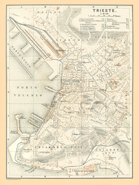 Picture of TRIESTE ITALY - BAEDEKER 1896