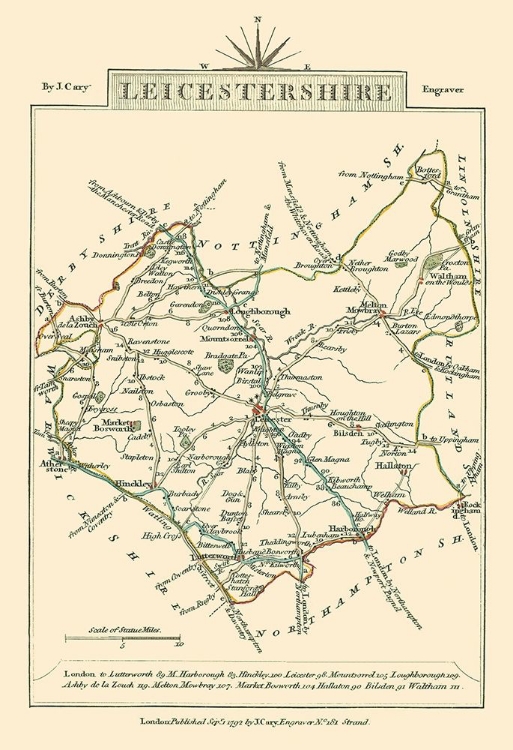 Picture of LEICESTERSHIRE COUNTY ENGLAND - CARY 1792