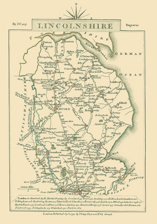 Picture of LINCOLNSHIRE COUNTY ENGLAND - CARY 1792