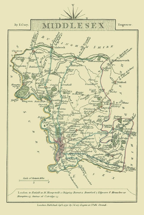 Picture of MIDDLESEX COUNTY ENGLAND - CARY 1792