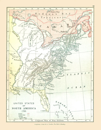 Picture of NORTH AMERICA IN 1783 UNITED STATES CANADA