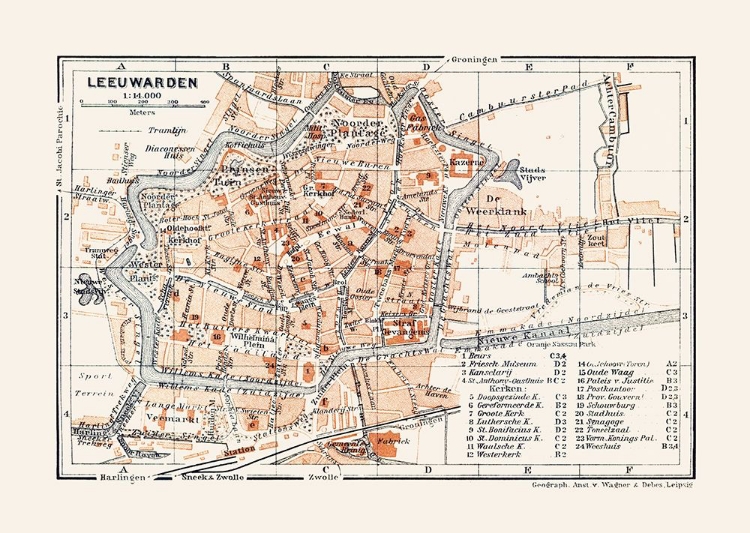 Picture of EUROPE LEEUWARDEN NETHERLANDS - BAEDEKER 1910