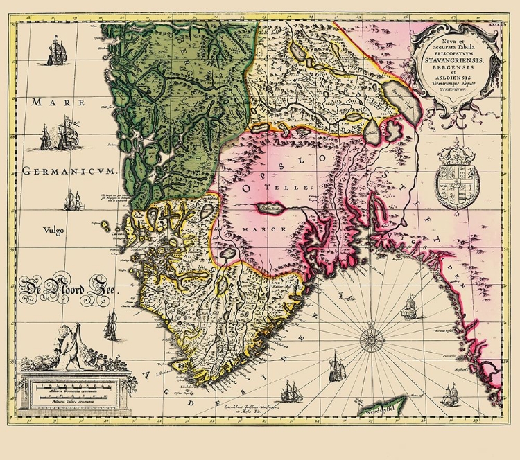 Picture of SCANDINAVIA SOUTHERN NORWAY - JANSSONIUS 1636