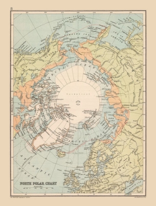 Picture of NORTH POLAR CHART - BARTHOLOMEW 1892