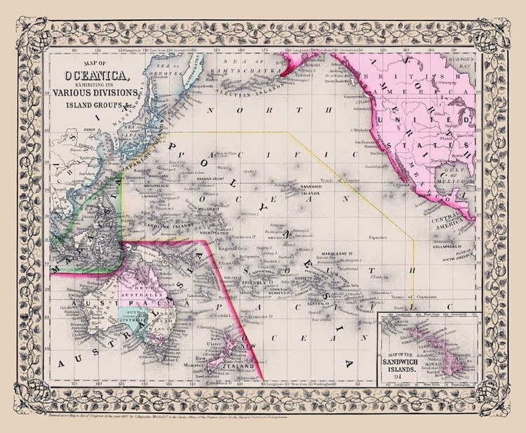 Picture of OCEANIA DIVISIONS ISLAND GROUPS - MITCHELL 1867