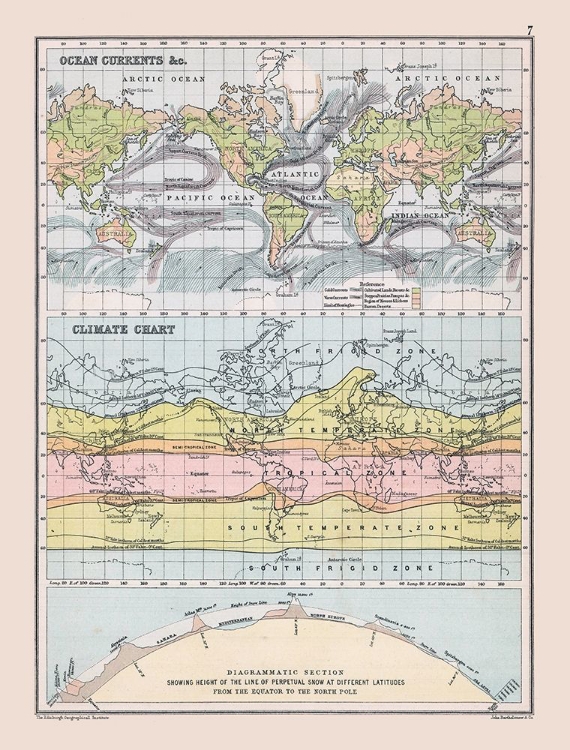 Picture of OCEAN CURRENTS CLIMATE CHART - BARTHOLOMEW 1892