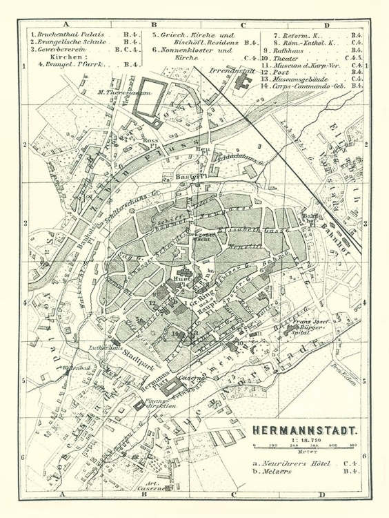 Picture of SIBIU HERMANNSTADT ROMANIA - BAEDEKER 1896