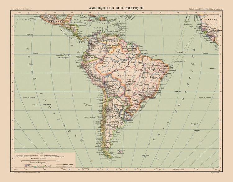 Picture of SOUTH AMERICA POLITICAL - SCHRADER 1908