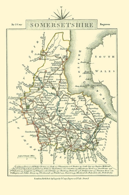 Picture of SOMERSETSHIRE COUNTY ENGLAND - CARY 1792