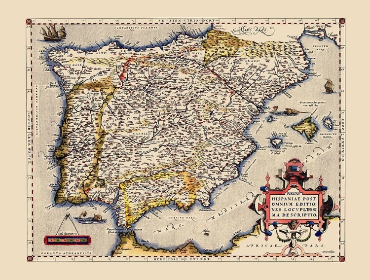 Picture of IBERIAN PENINSULA SPAIN PORTUGAL - ORTELIUS 1592