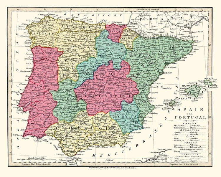 Picture of SPAIN PORTUGAL - WILKINSON 1808