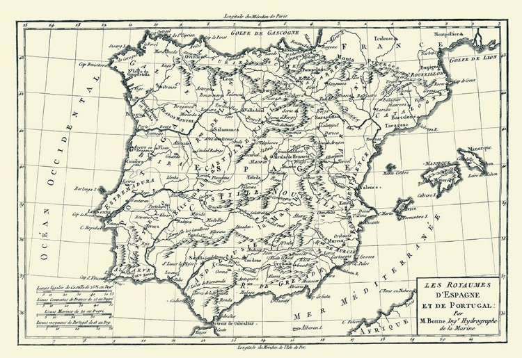 Picture of SPAIN PORTUGAL - BONNE 1780