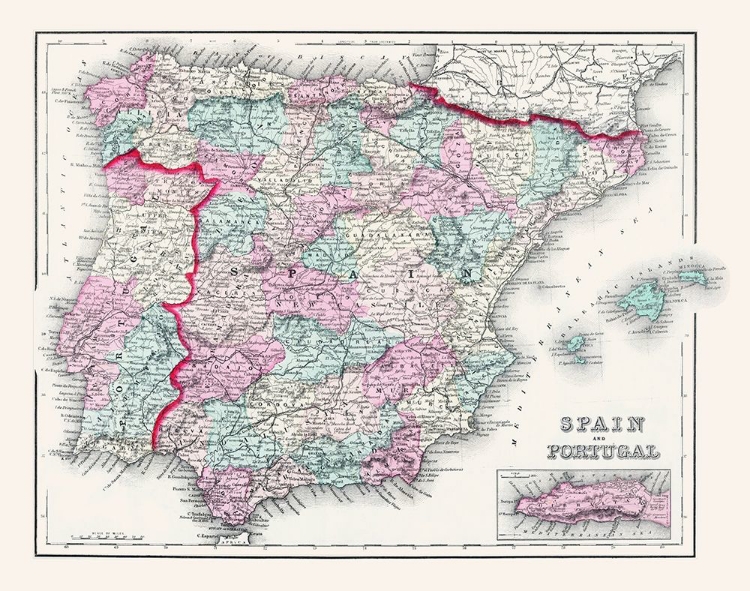 Picture of SPAIN PORTUGAL - GRAY 1878