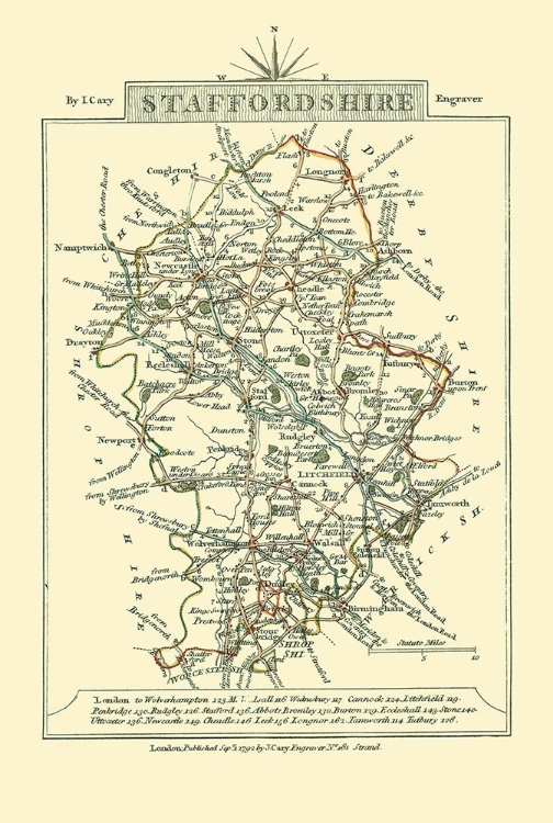 Picture of STAFFORDSHIRE COUNTY ENGLAND - CARY 1792