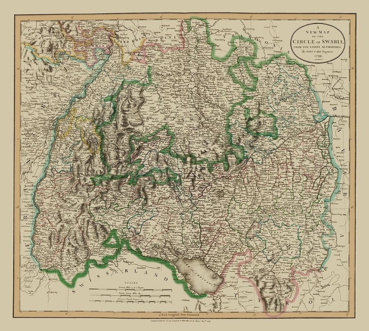 Picture of SWABIA REGION GERMANY - CARY 1799