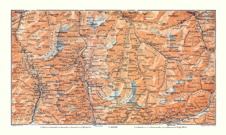 Picture of VALLEY GIACOMO REGION SWITZERLAND - BAEDEKER 1921