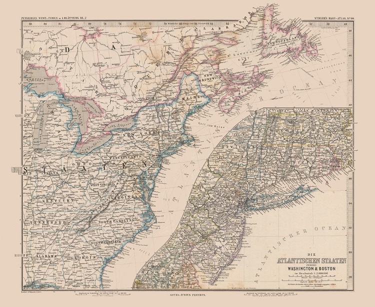 Picture of EASTERN UNITED STATES CANADA - STIELER 1885