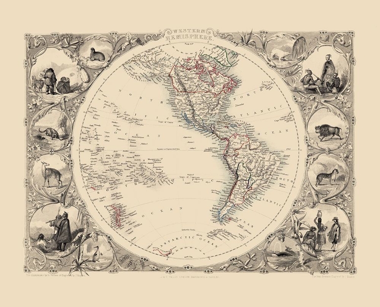 Picture of WESTERN HEMISPHERE - TALLIS 1851