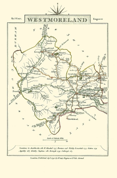 Picture of WESTMORELAND COUNTY ENGLAND - CARY 1792