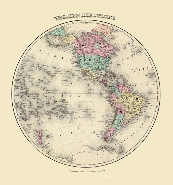 Picture of WESTERN HEMISPHERE - COLTON 1855