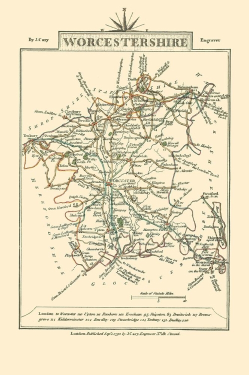 Picture of WORCESTERSHIRE COUNTY ENGLAND - CARY 1792